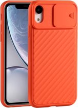 Voor iPhone X & XS Sliding Camera Cover Design Twill Anti-Slip TPU Case (oranje)