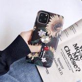 Voor iPhone 11 Pro Max Flower Series Schilderen Schokbestendig Multifunctioneel Onzichtbare Ringhouder Beschermhoes met Voertuig Magnetisch Blad (Geel)