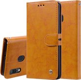 Zakelijke stijl olie wax textuur horizontale flip lederen case voor Galaxy A30, met houder & kaartsleuven & portemonnee (bruin)