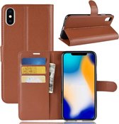 Litchi Texture horizontale flip lederen tas voor iPhone XS Max 6.5 inch, met portemonnee en houder en kaartsleuven (bruin)