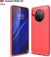 Brushed Texture Carbon Fiber TPU Case voor Huawei Mate 30 (Rood)