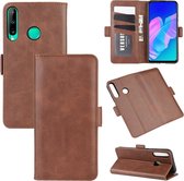 Voor Huawei P40 Lite E / Y7P Dual-side magnetische gesp horizontale flip lederen tas met houder & kaartsleuven & portemonnee (bruin)