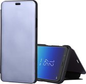 Mirror Clear View Horizontale Flip PU Leather Case voor Galaxy A9 Star, met houder (zwart)