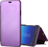 Mirror Clear View Horizontale Flip PU lederen tas voor Galaxy A9 Star, met houder (paars)