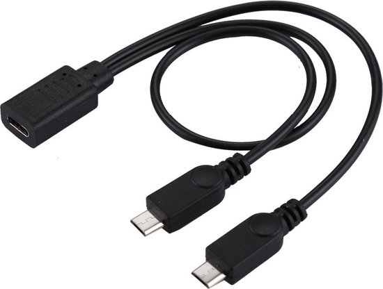 Câble USB-C / Type-C Femelle vers 2 x Adaptateur Micro USB Mâle Câble Y,  longueur... | bol.com