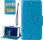 Voor Asus Zenfone 3 Max / ZC520TL Vlinders Love Flowers Embossing Horizontale Flip Leather Case met houder & kaartsleuven & Wallet & Lanyard (blauw)