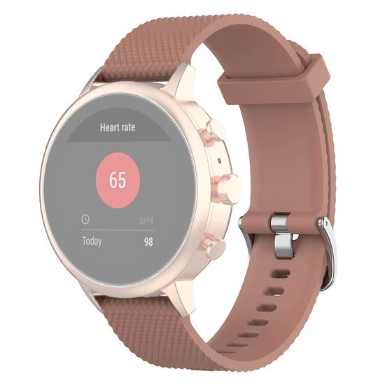 18 mm textuur siliconen polsband horlogeband voor fossiele vrouwelijke sport / charter HR / Gen 4 Q Venture HR (bruin)