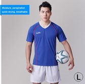 Voetbal / voetbalteam kort sportpak, blauw + wit (maat: L)