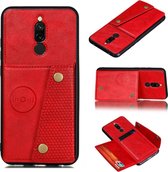 Voor Geschikt voor Xiaomi Redmi 8 schokbestendige magnetische PU + TPU beschermhoes met kaartsleuven (rood)