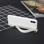 Schokbestendige effen kleur TPU-hoes met polsband voor iPhone XS Max (wit)