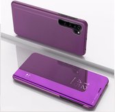 Voor xiaomi note 10 pro vergulde spiegel horizontale flip lederen hoes met standaard mobiele telefoon holster (paars)