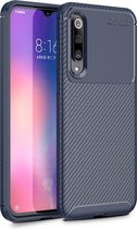 Beetle Series Carbon Fibre Texture Shockproof TPU Case voor XiaoMi 9 SE (Blauw)