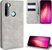 Voor Xiaomi Redmi Note 8 Retro-skin Business magnetische zuig lederen tas met houder & kaartsleuven & portemonnee (grijs)