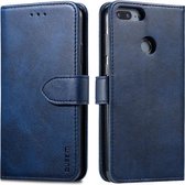 Voor Huawei P Smart GUSSIM zakelijke stijl horizontale flip lederen case met houder & kaartsleuven & portemonnee (blauw)
