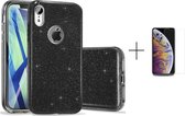 Apple iPhone XR Back Cover Telefoonhoesje | Zwart | TPU hoesje | Glitter + 1x screenprotector
