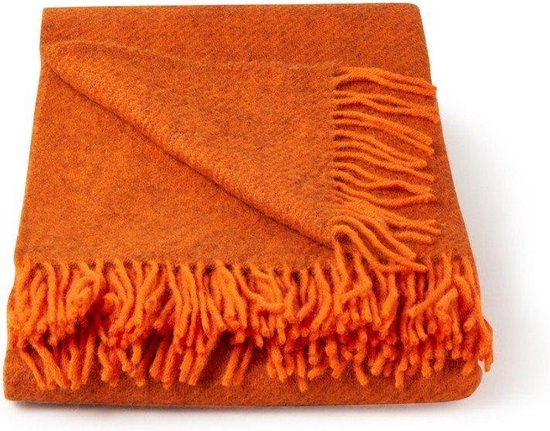 Klippan- Gotland -  Orange - Deken - Plaid - Woon accessoire - Wollen Deken - Oranje - 100% wol
