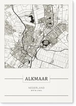 Stadskaart Alkmaar - Plattegrond Alkmaar – city map – Forex muurdecoratie 30 x 40 cm