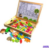 Dubbelzijdige Magnetische Houten Puzzel - Krijtbord- Krijten - Magneten Speelgoed - Dieren - Duurzaam -White Board - Peuter - Kleuter - Kinderen - Creatief - Spelend Leren - Actief - Rekenen 