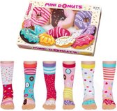 Mismatched sokken - 6 verschillende donut sokken - cadeaudoos - maat 31 tot 38