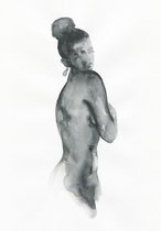 Poster Aquarel van een vrouw naakt