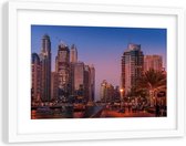 Foto in frame , Avond in Dubai ,120x80cm , Multikleur , wanddecoratie
