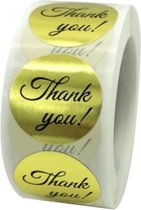 Stickers "Thank you" - Bedrijfs stickers - Hobby Stickers - 500 stuks op rol - 25mm - Goud/Zwart