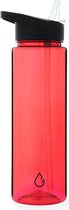Wattamula Bouteille d'eau avec paille - 750 ML - Rouge transparent - Bouteille à boire