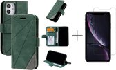 Book Case Apple iPhone 12 Mini | Hoogwaardig PU Leren Hoesje | Telefoonhoesje | Portemonnee | Groen + 1x screenprotector