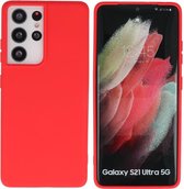 Hoesje Geschikt voor Samsung Galaxy S21 Ultra - Backcover Telefoonhoesje - Rood