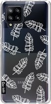 Casetastic Samsung Galaxy A42 (2020) 5G Hoesje - Softcover Hoesje met Design - Feathers Outline Print