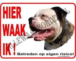 Amerikaanse Bulldog 103 formaat: 15x20cm Hier waak ik! wit/rood/zwart + Full color afbeelding.