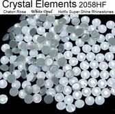 Strass steentjes, Crystal Elements Superior Quality  2058HF , White Opal Rhinestones Hotfix Flatback, Hotfix strass steentjes, SS30 (6,32-6,50mm) 288st (2 Gross) | Strasstenen van Glas | Hotf