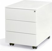 Verrijdbaar Ladeblok Medium 60 -  Wit - 3 Laden - 58 x 42 x 53,5 Cm (LxBxH) - Voorzien Van Slot Incl. 2 Sleutels - Metaal