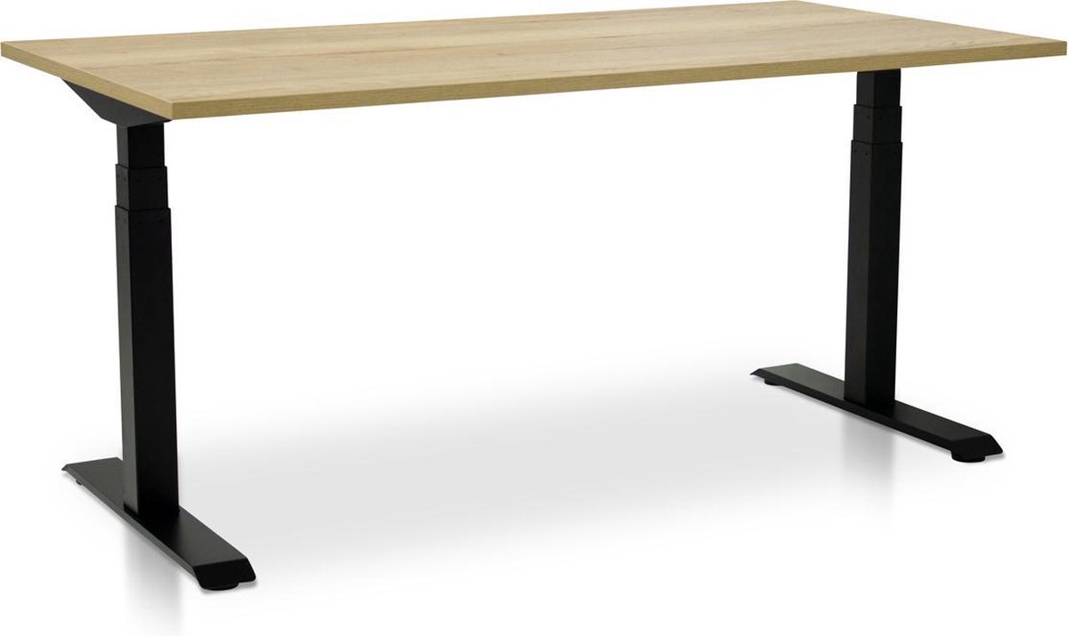 Multi Ratio Zit-sta bureau elektrisch verstelbaar - MRC PRO-L 2.0 NEN-EN 527 | 180 x 80 cm | frame zwart - blad robuust eiken | memory functie met 4 standen | 150kg draagvermogen Zwart frame