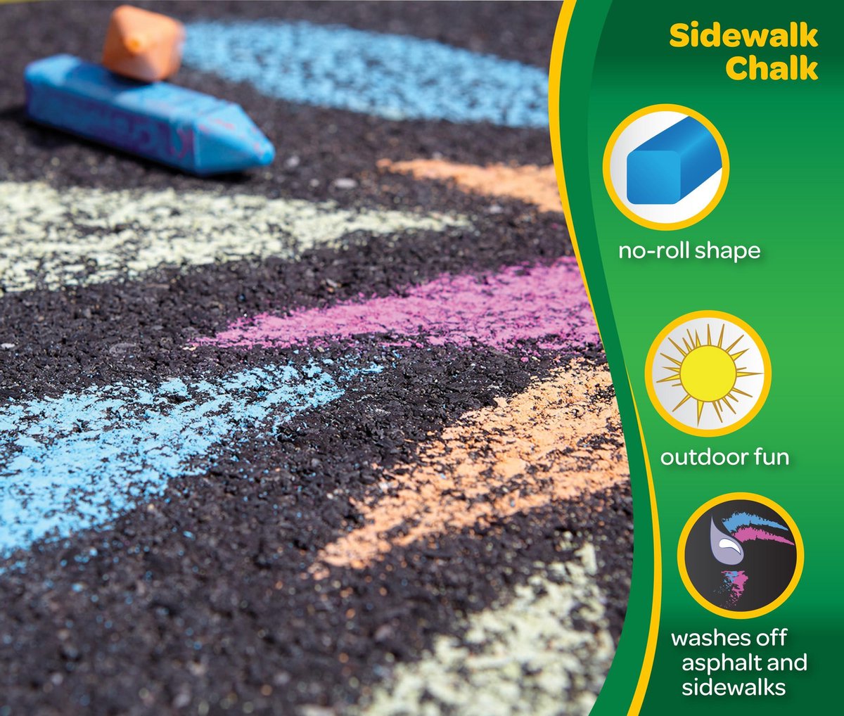 Crayola - Hobbypakket - 16 Afwasbare Stoepkrijt - Heldere Kleuren — afbeelding 4