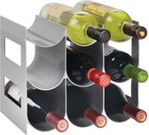 Flessenrek - wijnrek - waterflessen/wijnflessen - met 3 etages en 9 houders - voor aanrechten, voorraadkasten en koelkasten - grijs