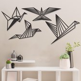 Geometrische Wanddecoratie - Vogels - Hout - Wall Art - Muurdecoratie - Zwart - 40 x 30 cm