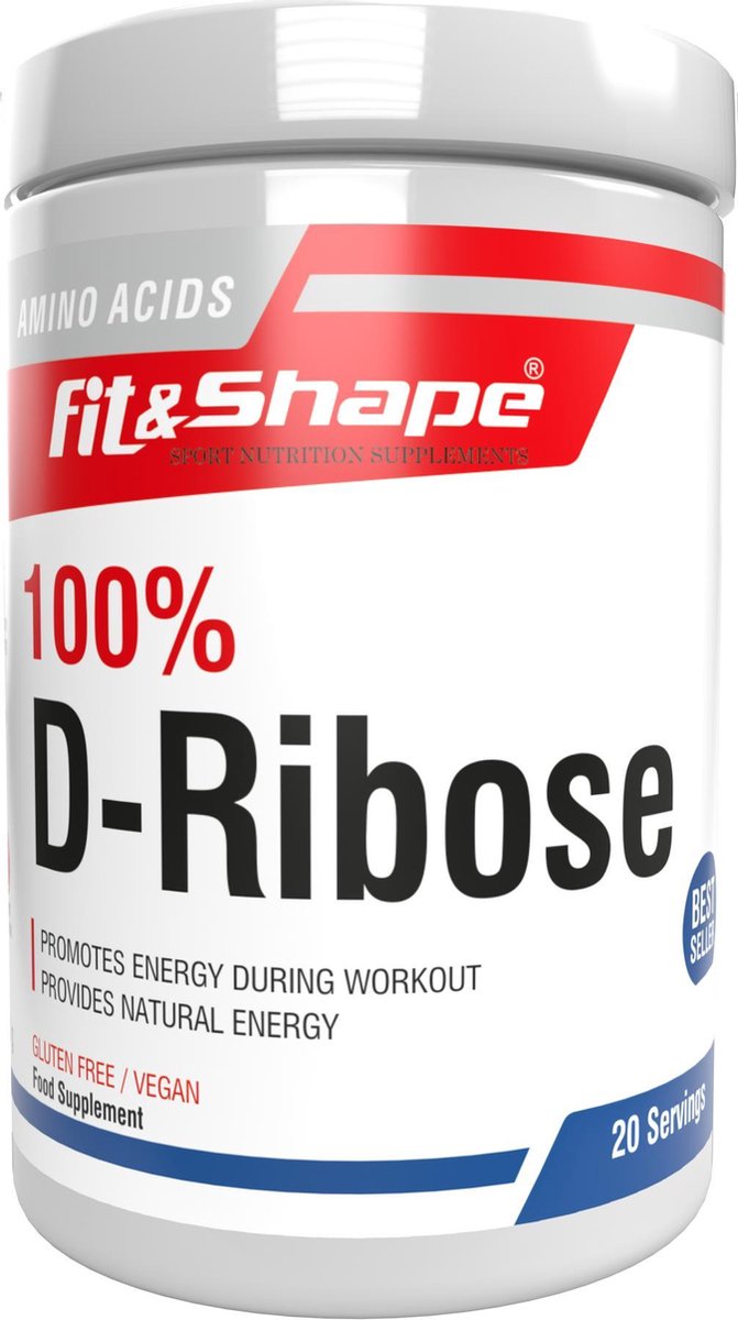 Fit&Shape 100% D-Ribose pot 100gram (20doseringen) met maatschepje