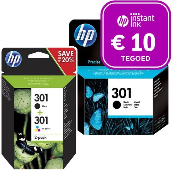 HP 301 - Inktcartridge kleur & 2x zwart (3-pack) + Instant Ink tegoed |  bol.com