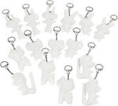 Figuren van textiel met sleutelhanger, afm 6-10 cm, wit, 15stuks