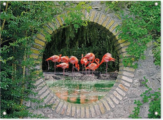 SCHUTTINGPOSTER Poster - Geheime Tuin Flamingos-dieren - 65 X 90 Cm - Multicolor