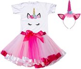 Eenhoorn jurk Unicorn prinsessen verkleed set roze 104-110 (S) + GRATIS haarband