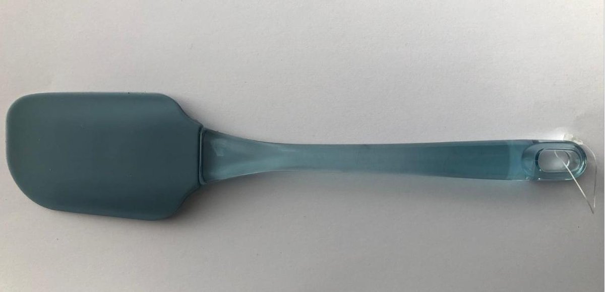 Pannenlikker siliconen 25cm blauw grijs met ophangoog - hittebestendig | vaatwasbestendig | bakspatel | pannenlikker | schoonmaken van pan of schaal