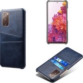 Samsung Galaxy S20 FE hoesje - MobyDefend Lederen Backcover Met Vakjes Voor Pasjes - Blauw - GSM Hoesje - Telefoonhoesje Geschikt Voor: Samsung Galaxy S20 FE