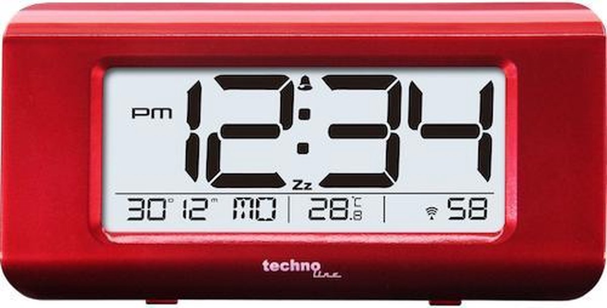 TECHNOLINE WT-197 Klok / WEKKER - temperatuurweergave - in fraai hoogglans-rood