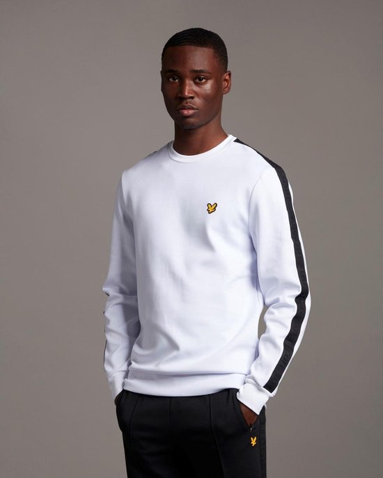 Lyle and Scott Sleeve Tape Crew heren casual sweater wit | bol.com