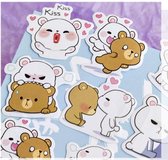 schattige knuffelbeer liefdesrelatie - sticker set | vinyl stickers | 45 stuks
