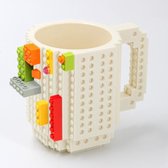 TDR - Lego Mok/ Build on Brick Mug - Wit - 350 ml - bouw je eigen mok met bouwsteentjes - BPA vrije drinkbeker cadeau voor kinderen of volwassenen - koffie thee limonade of andere