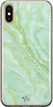 iPhone XS Max hoesje - Marmer Limegroen - Soft Case Telefoonhoesje - Marmer - Groen