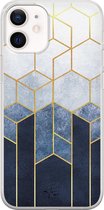 iPhone 12 mini hoesje - Geometrisch fade art - Soft Case Telefoonhoesje - Print - Blauw